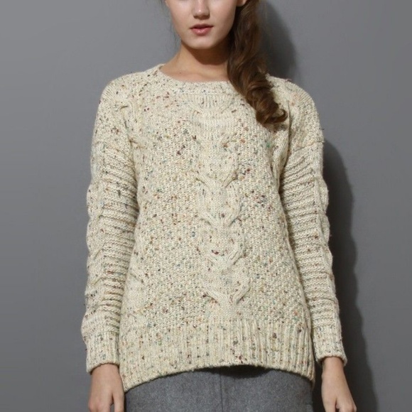 Chicwish Sweaters - Chicwish Candy Dots Cable Sweater Ivory Small